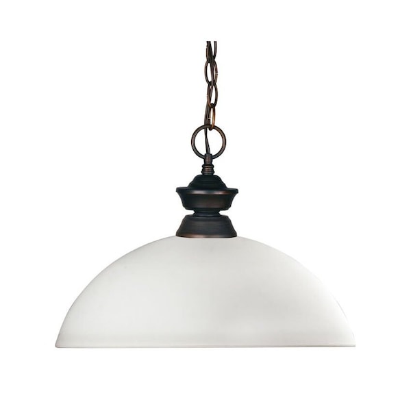 Z-Lite Riviera 1 Light Pendant, Olde Bronze & Matte Opal 100701OB-DMO14 - main